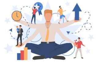 Businessman character showing different social roles. Work, family, leisure. Can be used for topics like activity, lifestyle, multitasking. Designed by katemangostar / Freepik